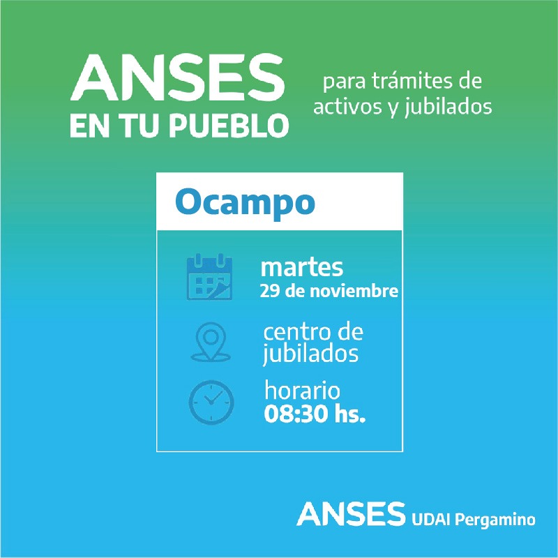 El móvil de ANSES estará en Manuel Ocampo 1